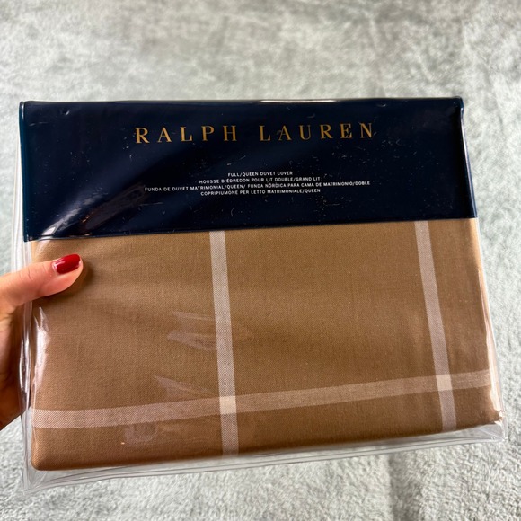 Ralph Lauren Modern Equestrian Full/Queen Duvet Cover Windowpane - Picture 1 of 10